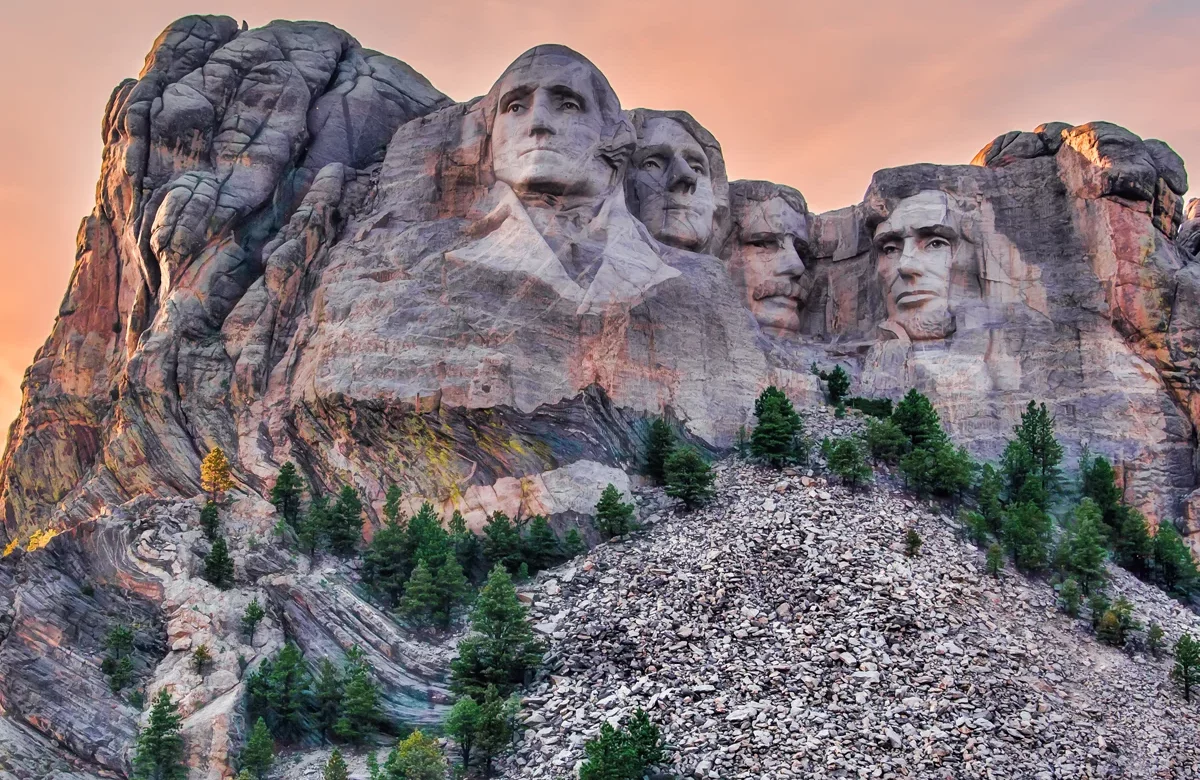 Mount Rushmore during golden hour