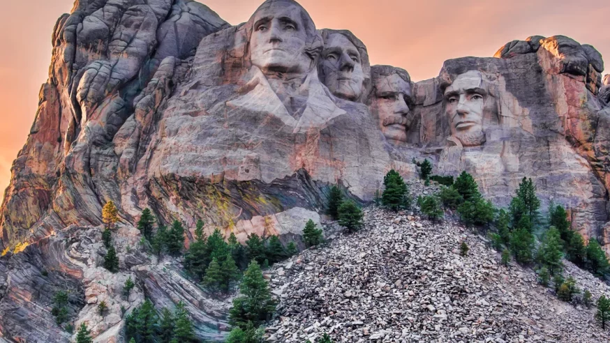 Mount Rushmore during golden hour